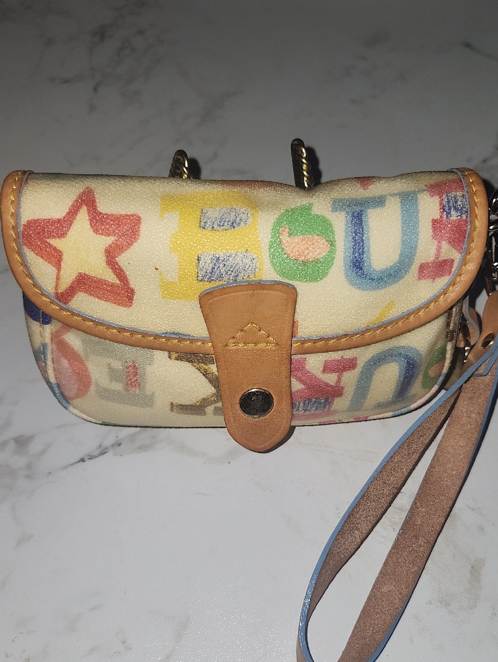 Multicolor Alphabet Print Wristlet Bag